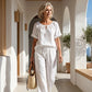 Dames Tweedelige Set met Trekkoord: Top en Broek