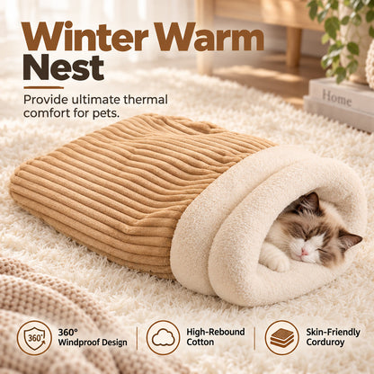 ❄️🐾Winter Warm halfgesloten slaapsak voor huisdieren