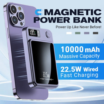 🌟 Verbazingwekkende Magneet Powerbank! 🌟 10000mAh Ultra Slanke Snellader Met Magneet - Laad Draadloos & Vast, 2x Sneller!