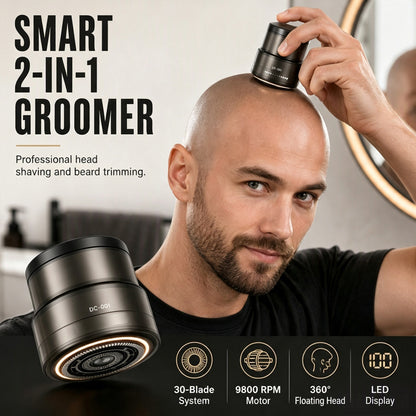 📢📢50% KORTING!! ⏰ 2-in-1 Slimme Elektrische Kaalhoofdshearer en Baardtrimmer met Digitaal Display