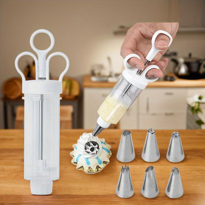 🎂🛒 -50% ! 🍰 Kit Pistolet à Décorer les Gâteaux en Inox – Set Complet avec 18 Embouts & Douilles – Décorez l’Intérieur & l’Extérieur.