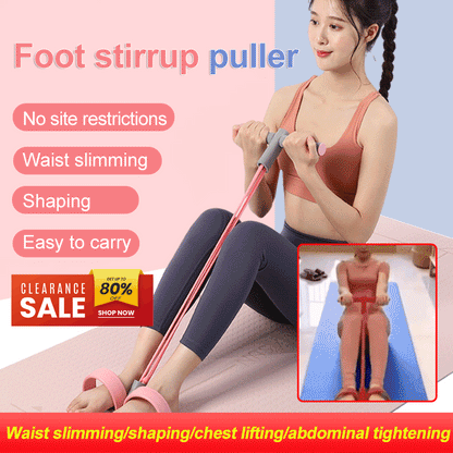 Traction-koord met pedalen en 4 elastische buizen – versterkt natuurlijk latex, antislip-pedalen en comfortabele schuimrubberen handgrepen voor een complete lichaamstraining thuis ✨