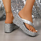🎉2025 Nieuw binnenkomen - 51% UIT👠Dikzoolige, met lovertjes bedekte teenslippers voor dames