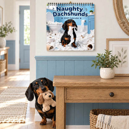 ⏳ 50% KORTING! ⏰Naughty Dachshunds 2027 Wall Calendar – 12 Months of Mischief, Mayhem & Sausage Dog Smiles