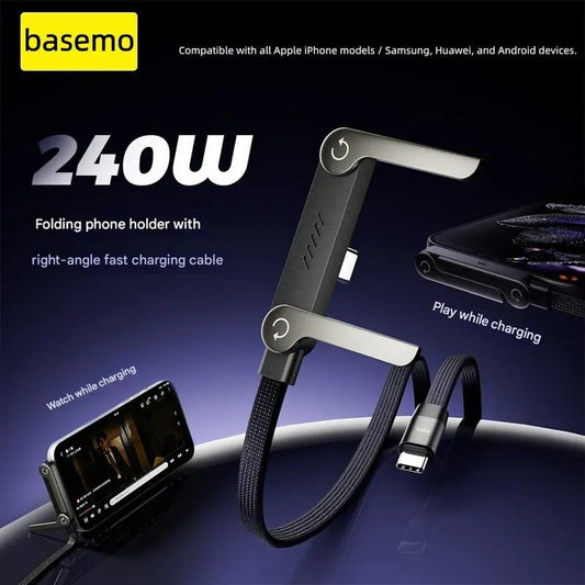 🎁 HETE UITVERKOOP - NU 50% KORTING!🔥 2-in-1 gevlochten snellaadkabel met ingebouwde telefoonstandaard