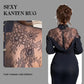 Elegante midi-jurk voor dames met opstaande kraag en kanten details op de rug
