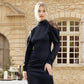 Elegante midi-jurk voor dames met opstaande kraag en kanten details op de rug