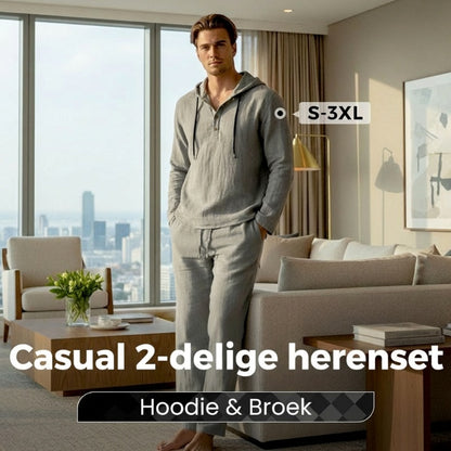 Heren 2-Delige Set: Losse Casual Top met Capuchon & Broek