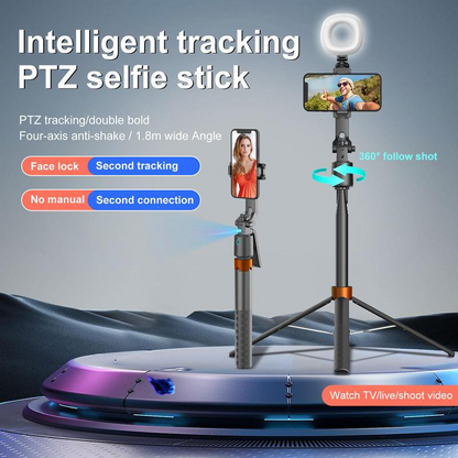 360° automatisch meebewegend telefoonstatief met invullicht, 4-assige beeldstabilisatie voor livestreaming en video-opnames