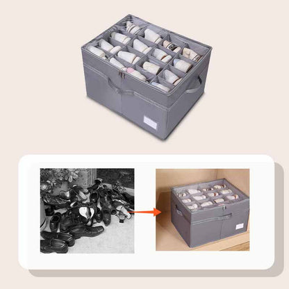⏳Tijdelijke Aanbieding⏰Schoenenorganizer met Verstelbare Tussenschotten & Doorzichtige Hoes 🔍
