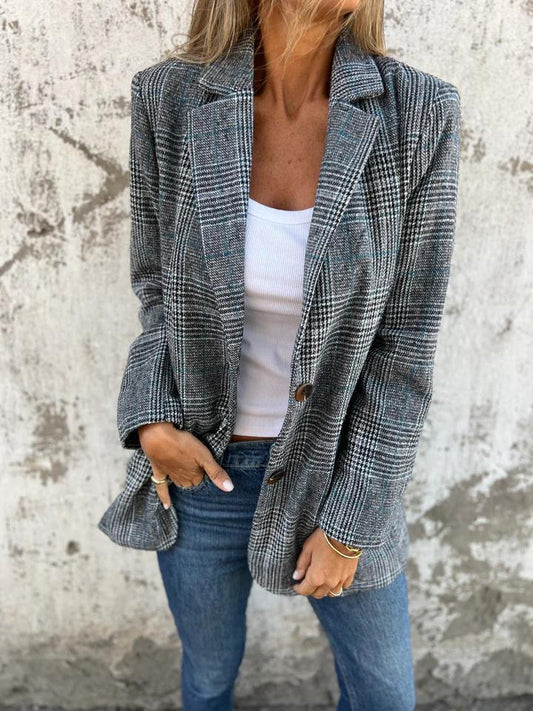 🍂Getailleerde tartan blazer met reverskraag ✈️KOOP 2  GRATIS VERZENDING✈️