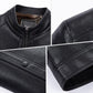 Veste en cuir épais à col montant pour hommes