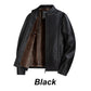 Veste en cuir épais à col montant pour hommes