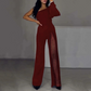 🎁Jumpsuits met één schouder en uitlopende schouderstukken van mesh