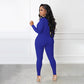 Effen kleur half rits naadloze jumpsuit