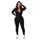 Effen kleur half rits naadloze jumpsuit