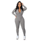 Effen kleur half rits naadloze jumpsuit