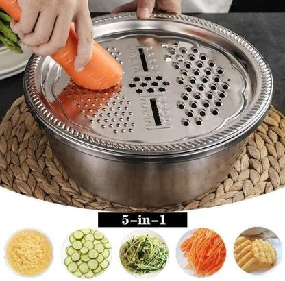 🥗✨ 50% KORTING – Multifunctionele RVS Keukenschaal – Snijden, Wassen en Mengen met Eén Slimme Tool