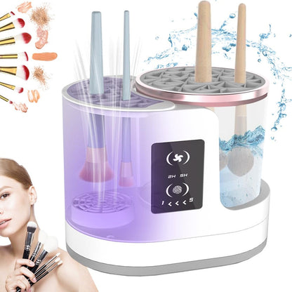 📢📢50% KORTING !! ⏰ 3-in-1 elektrische make-upborstelreiniger – Snel reinigen, drogen en onderhouden 🎨
