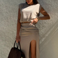 💥2025 Hot Sale💥Elegante top en rokset met hoge split voor dames