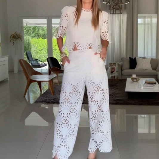 🔥Nieuw in 2025--50% Korting🔥Tweedelige Kanten Outfit voor Dame