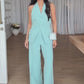 Dames Halter Vest & Wijde Pijpen Broek Set