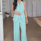 Dames Halter Vest & Wijde Pijpen Broek Set