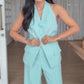 Dames Halter Vest & Wijde Pijpen Broek Set