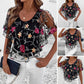 🔥🔥Damestop met print van mesh en patchwork