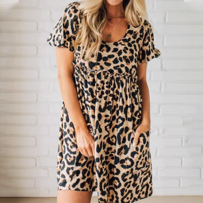 🔥🔥Dames casual mini-jurk met luipaardprint