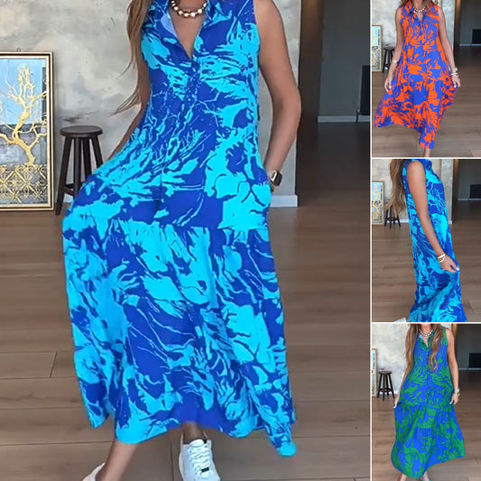 🔥🔥Maxi -jurk met mode afdrukken van damesprint