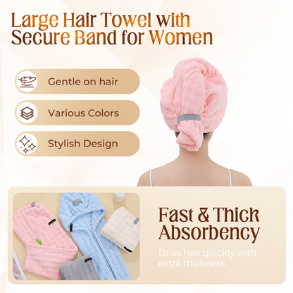 💥Tijdelijke aanbieding!🔥 Grote Haarhanddoek – Zachte Koraalstof – Snelle Absorptie & Elastische Band voor Dames 💕