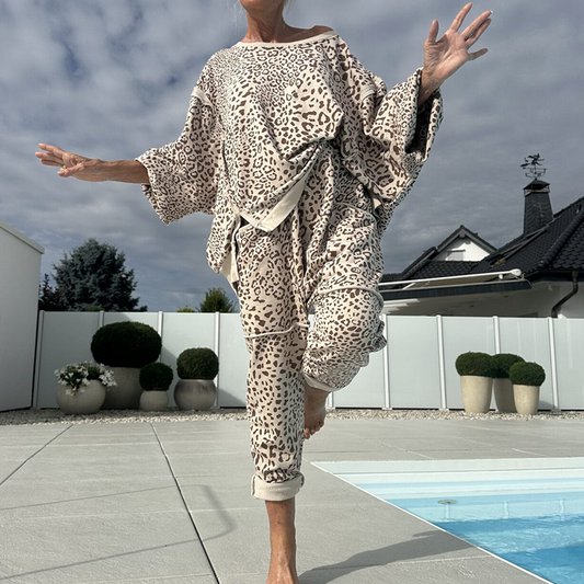 Dames set van 2-delige top en broek met luipaardprint (Gratis verzending🚀)
