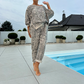 Dames set van 2-delige top en broek met luipaardprint (Gratis verzending🚀)