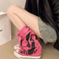 Platte retro laarzen van canvas met middelhoge schacht voor dames