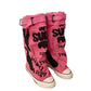 Platte retro laarzen van canvas met middelhoge schacht voor dames