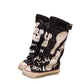 Platte retro laarzen van canvas met middelhoge schacht voor dames