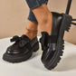 Elegante Lieve Plateau Loafers met Strik