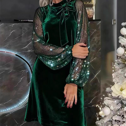 Damesjurk met Pailletten en Strikhals