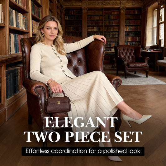 Elegante tweedelige set van top en geplooide rok