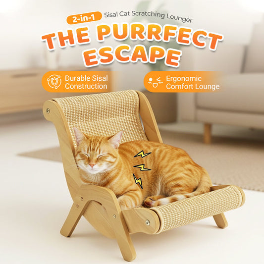 🐱 2-in-1 Krabmeubel & Kattenbed | Duurzaam Hout & Sisal 🛋️ | Ergonomisch Ontwerp 💤 | Beschermt Uw Meubels ✨