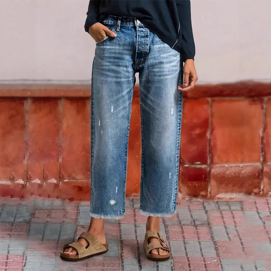 Retro cropped jeans met rechte pijpen voor dames