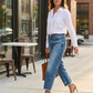 Retro cropped jeans met rechte pijpen voor dames