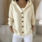 Gebreid damesvest met capuchon en knoopsluiting