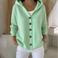 Gebreid damesvest met capuchon en knoopsluiting