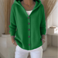 Gebreid damesvest met capuchon en knoopsluiting