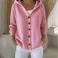 Gebreid damesvest met capuchon en knoopsluiting
