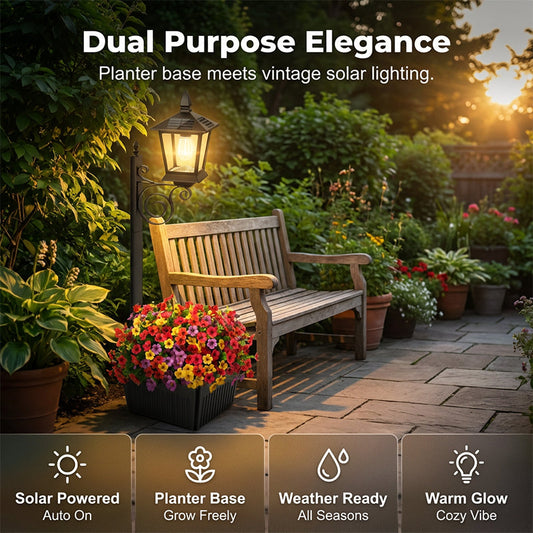 📢📢50% KORTING!! ⏰Zonne-Tuinlamp met Plantenbak – Autonoom Verlicht & Elegante Decoratie 🌙