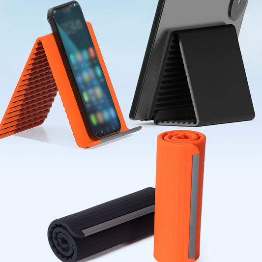 📱 50% KORTING 🛋️ Opvouwbare siliconen telefoonhouder – Verstelbare hoek, antislip & compact – Verlicht nekpijn, ideaal voor bureau, bed of op reis ✨