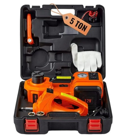 🔧 50% KORTING! 12-in-1-krikset, max. 5 t, hydraulische krik met elektrische slagmoersleutel, ingebouwde pomp en LED-verlichting, draagbare krik ✨